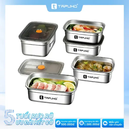 Bộ hộp đựng thực phẩm inox 5 món TAPUHO TSC05 DailyBox