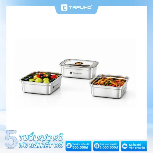 Bộ hộp đựng thực phẩm inox 3 món TAPUHO TSC03 DailyBox